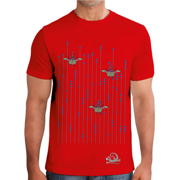 Camiseta Alebrije Escarabajos Hombre Rojo Modelo