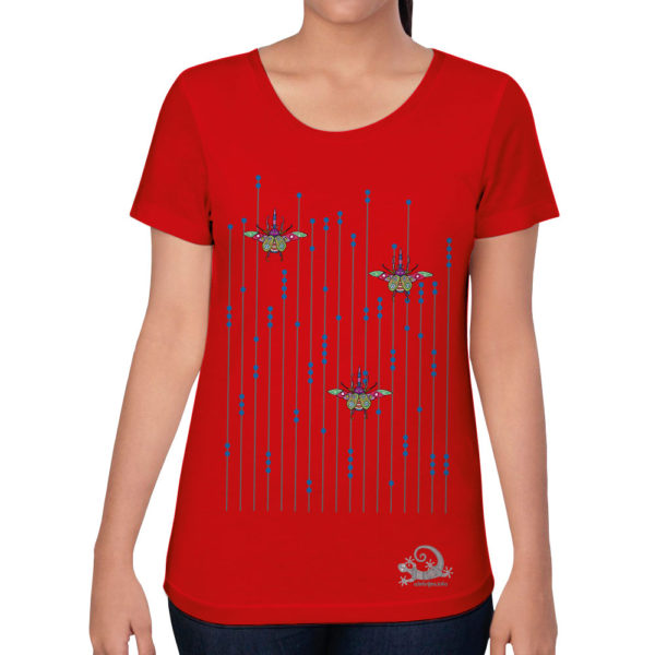 Camiseta Alebrije Escarabajos Mujer Rojo Modelo