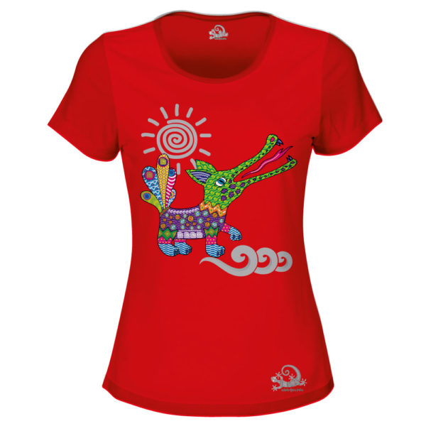 Camiseta Alebrije Cocodrilo Mujer Rojo