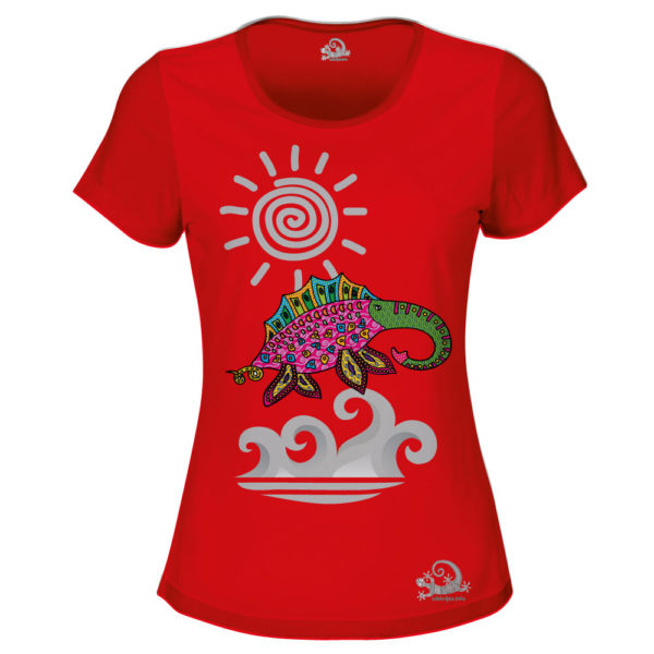 Camiseta Alebrije Elefante Marino Mujer Rojo