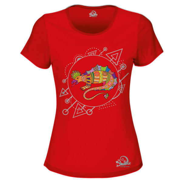 Camiseta Alebrije Lagarto Mujer Rojo